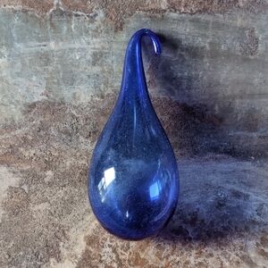 Artisan Indigo Glass Teardrop Ornament